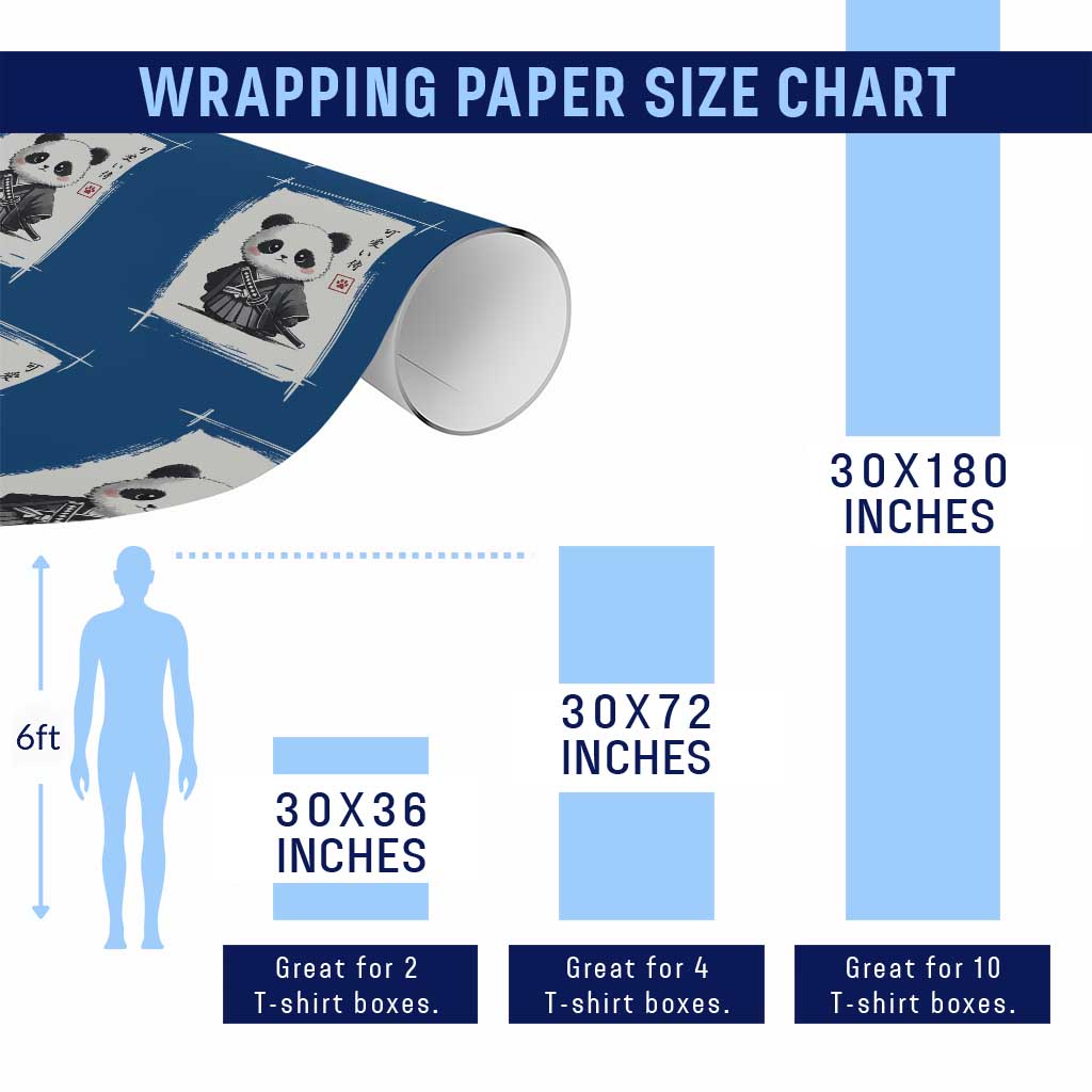 Kawaii Anime Samurai Panda Wrapping Paper Roll Vintage Sumi-e Japanese Art Funny Panda Lovers TS10 Print Your Wear