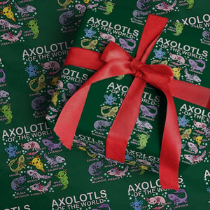 Kawaii Axolotl Wrapping Paper Roll Axolotls of the World Animals Aquarium Species TS02 Green Print Your Wear