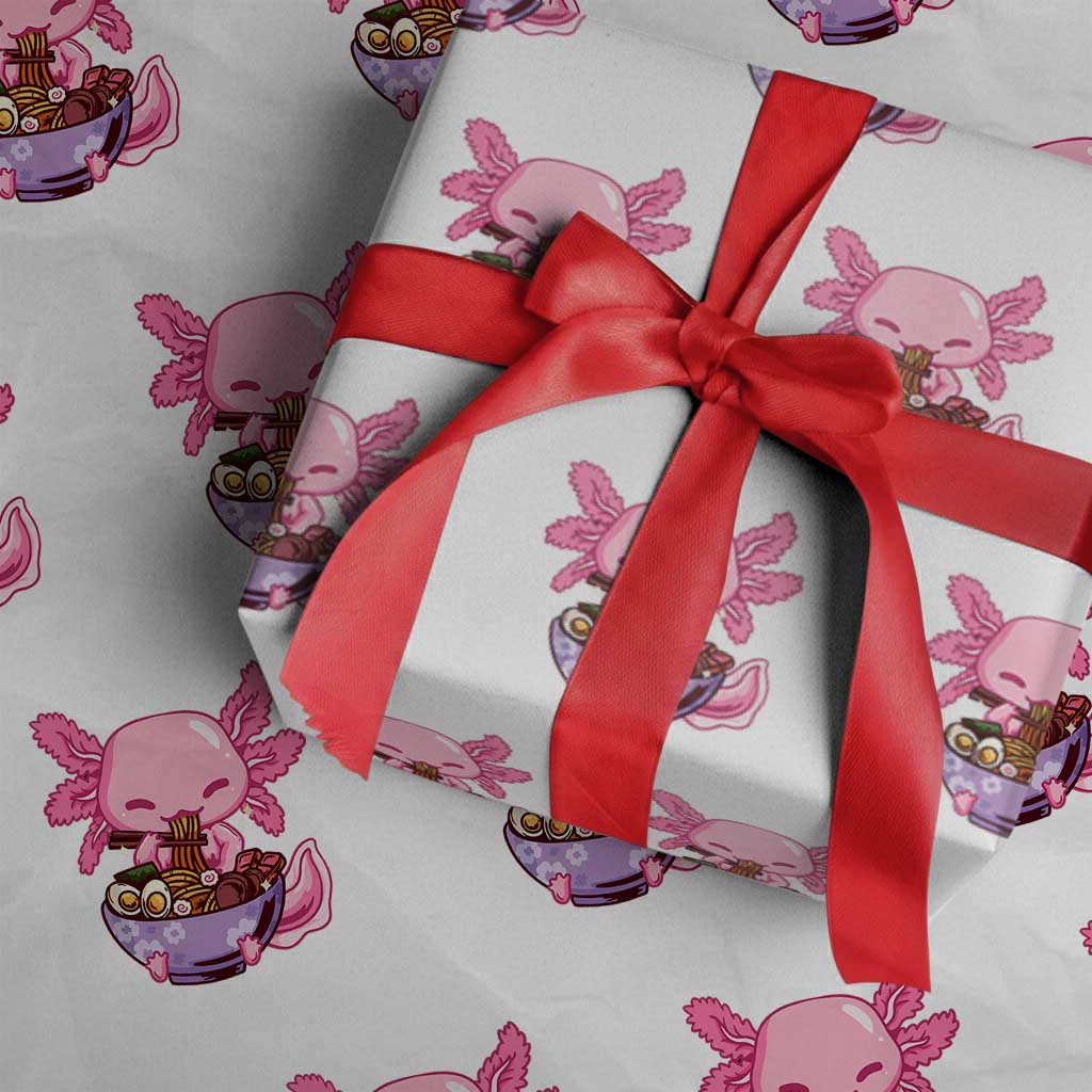 Kawaii Axolotl Eating Ramen Wrapping Paper Roll Japanese Noodles Lover Anime Otaku Manga TS02 White Print Your Wear
