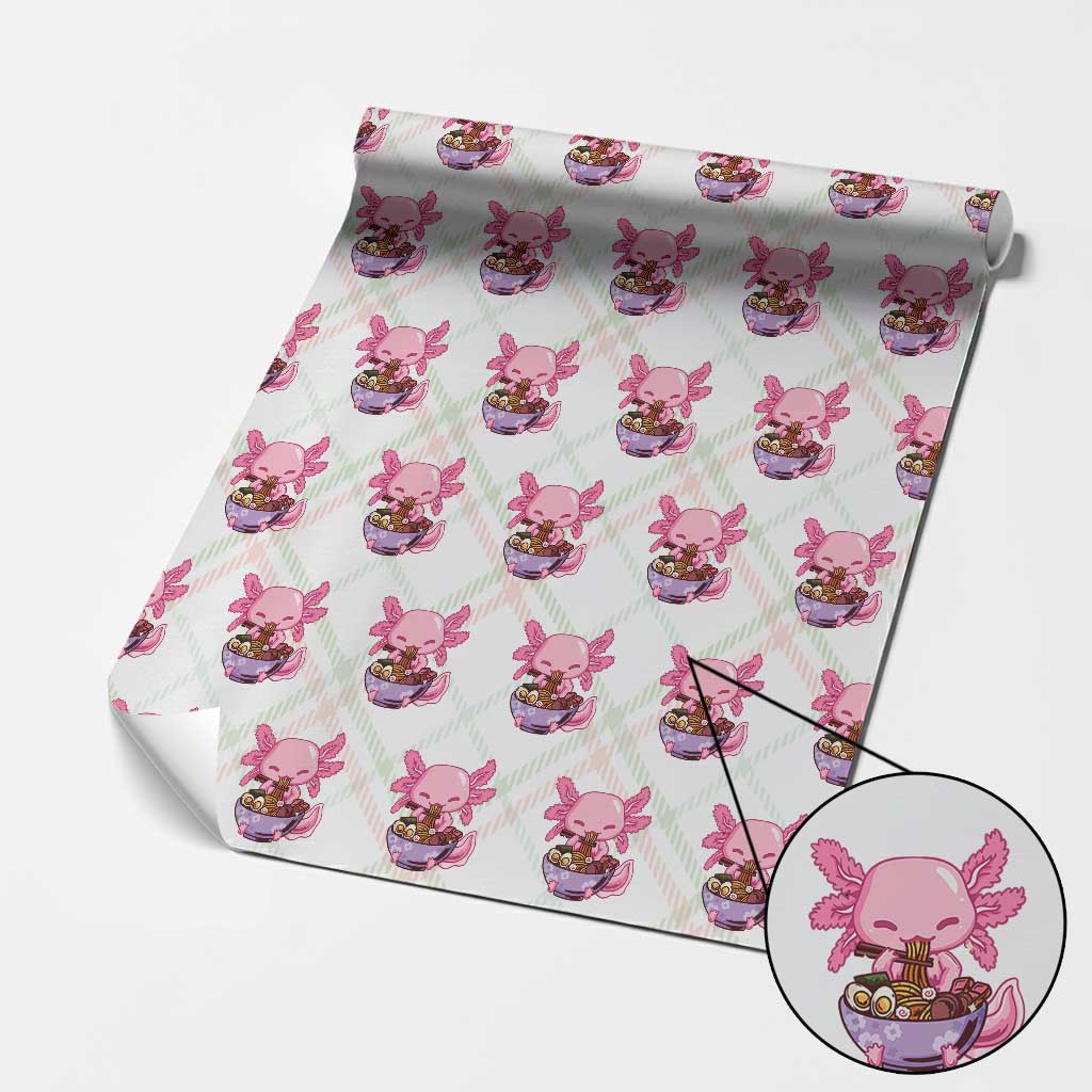 Kawaii Axolotl Eating Ramen Wrapping Paper Roll Japanese Noodles Lover Anime Otaku Manga TS02 Christmas Plaid Print Your Wear