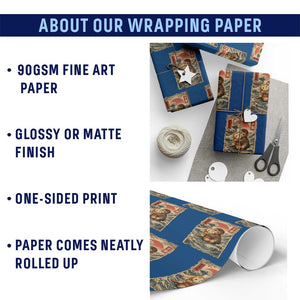 Kawaii Baby Monkey Punch Wrapping Paper Roll Vintage Japanese Graphic Cute Macaque Ukiyo-e TS10 Print Your Wear