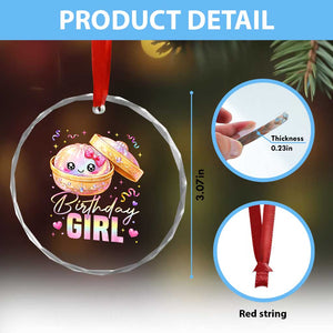 Kawaii Birthday Girl Glitter Dumpling Graphic Crystal Glass Ornament Cute Pink Bow Dim Sum Party Gift
