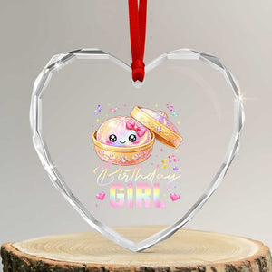 Kawaii Birthday Girl Glitter Dumpling Graphic Heart Crystal Glass Ornament Cute Pink Bow Dim Sum Party Gift