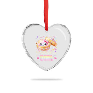 Kawaii Birthday Girl Glitter Dumpling Graphic Heart Crystal Glass Ornament Cute Pink Bow Dim Sum Party Gift