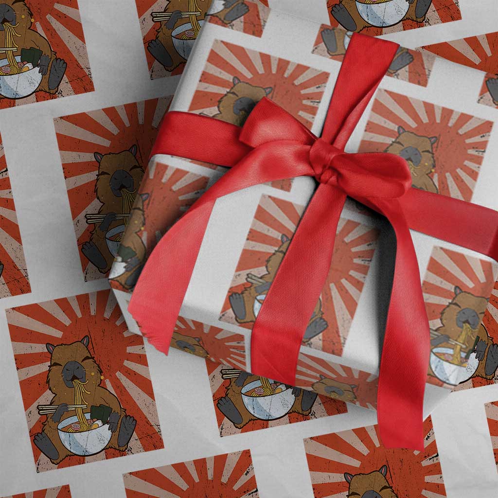Kawaii Capybara Ramen Wrapping Paper Roll Cute Capy Meme Japanese Noodles Lover TS02 White Print Your Wear