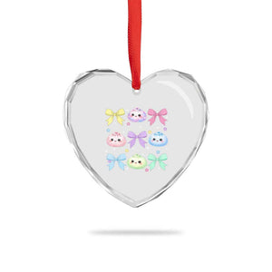 Kawaii Dumpling and Bows Aesthetic Graphic Heart Crystal Glass Ornament Cute Pastel Bao Dim Sum Coquette Aesthetic