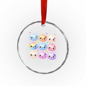 Kawaii Glitter Dumpling Bao Dim Sum Graphic Crystal Glass Ornament Cute Pastel Foodie Squishy Hearts and Flowers