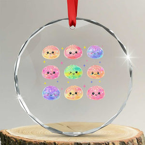 Kawaii Glitter Dumpling Face Grid Graphic Crystal Glass Ornament Cute Pastel Bao Emoji Expressions