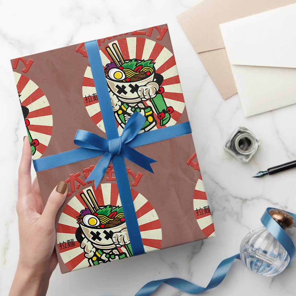 Kawaii Japan Ramen Wrapping Paper Roll Cute Skater Japanese Noodles Anime Skateboard Lover TS02 Mocha Print Your Wear