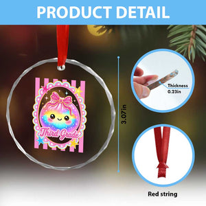 Kawaii Third Grade Glitter Dumpling Printed Graphic Crystal Glass Ornament Cute First Day Back To School for Students Teachers