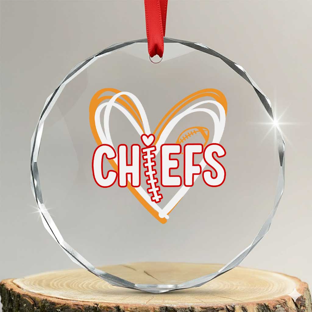 KC Game Day Crystal Glass Ornament Retro Sports Fan Football Team Heart Graphic TS10 Transparent Glass 3'' Circle Print Your Wear