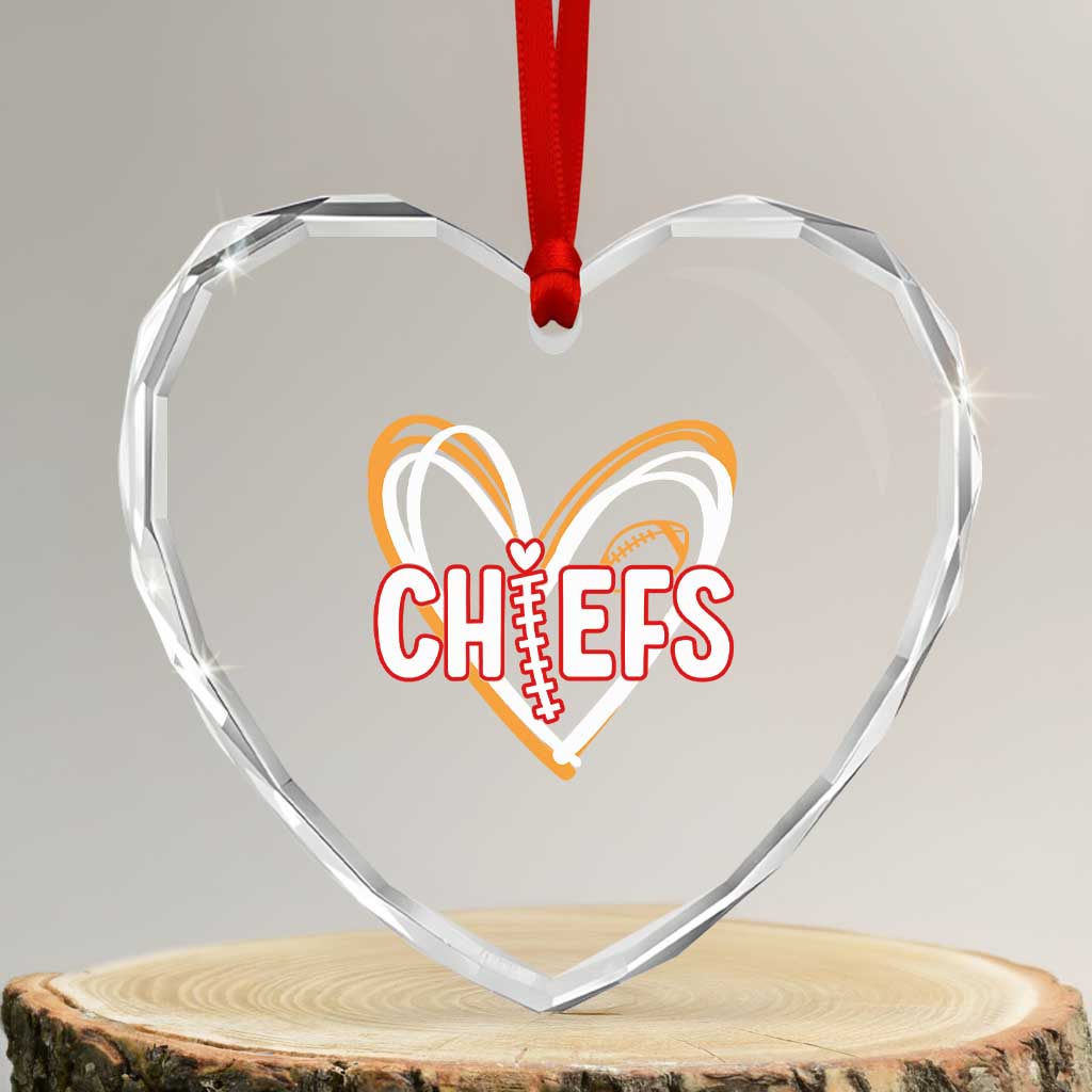 KC Game Day Heart Crystal Glass Ornament Retro Sports Fan Football Team Heart Graphic TS10 Transparent Glass 3'' Heart Print Your Wear