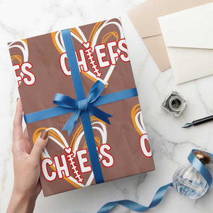 KC Game Day Wrapping Paper Roll Retro Sports Fan Football Team Heart Graphic TS10 Mocha Print Your Wear