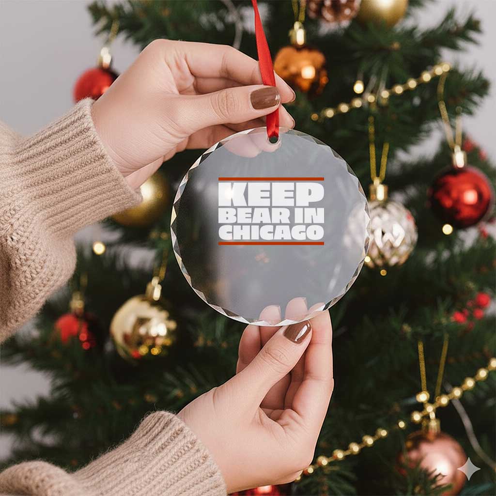 Keep Bear In Chicago CFB Crystal Glass Ornament Funny Football Fan Pride TS12 Print Your Wear