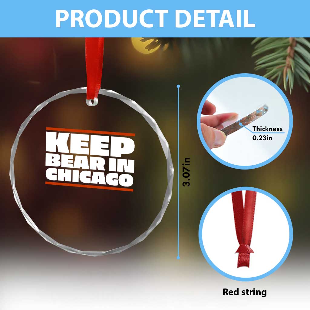 Keep Bear In Chicago CFB Crystal Glass Ornament Funny Football Fan Pride TS12 Print Your Wear