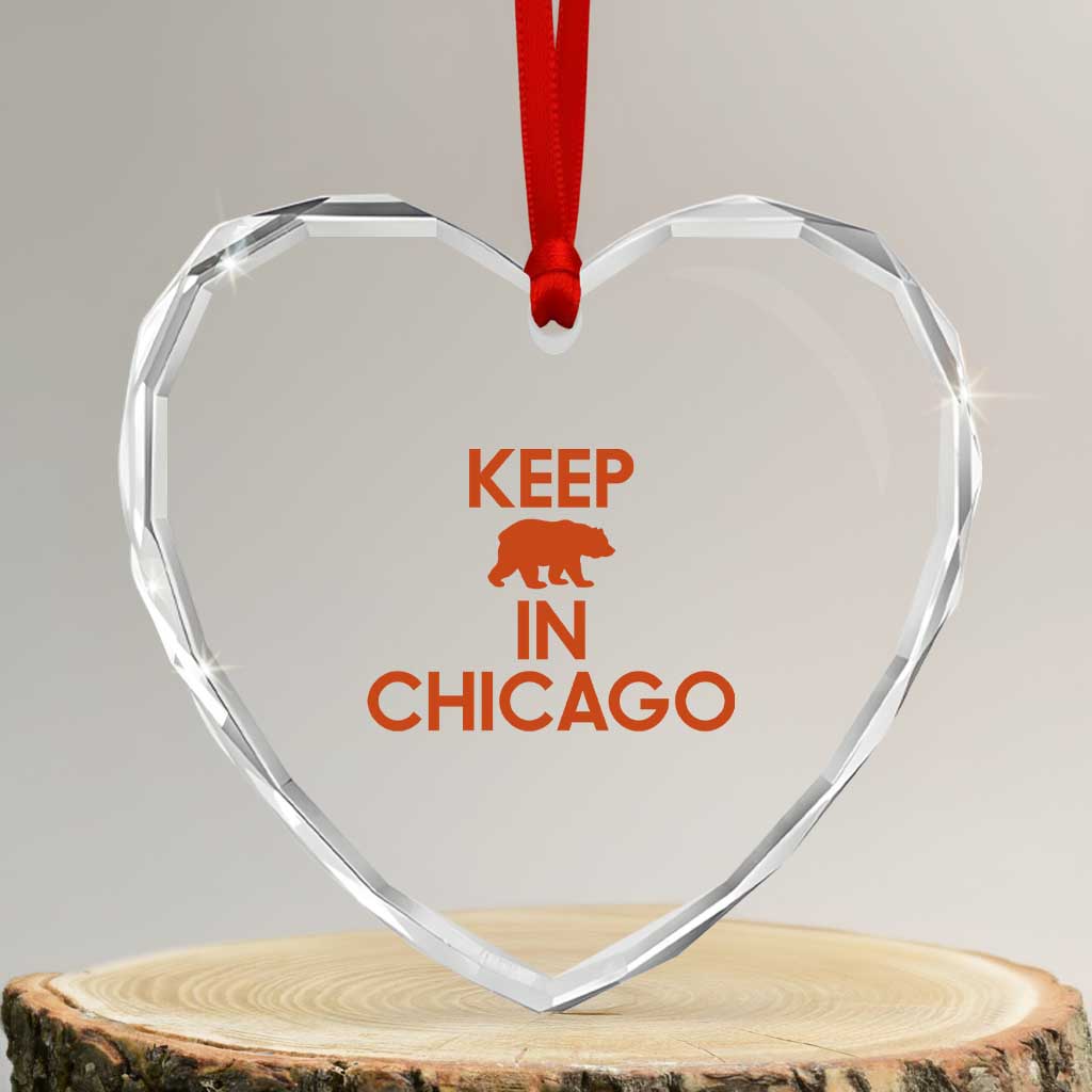 Keep Bear In Chicago CFB Heart Crystal Glass Ornament Gift For Sports Fan TS12 Transparent Glass 3'' Heart Print Your Wear