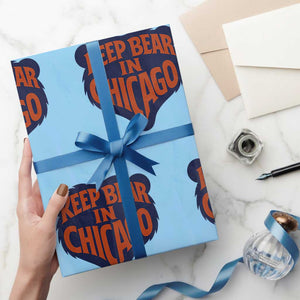 Keep Bear In Chicago CFB Wrapping Paper Roll Gift For Football Lovers TS12 Light Blue Print Your Wear