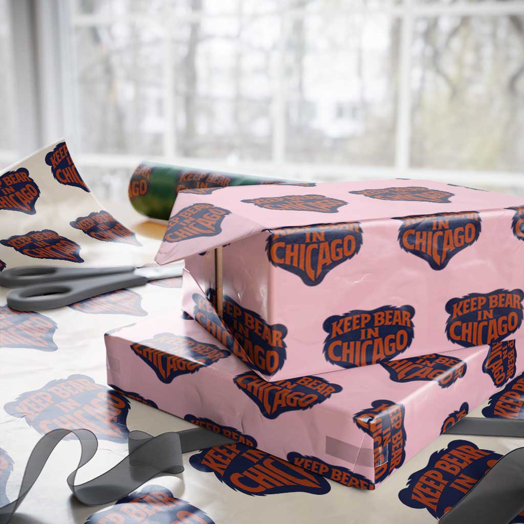 Keep Bear In Chicago CFB Wrapping Paper Roll Gift For Football Lovers TS12 Light Pink Print Your Wear