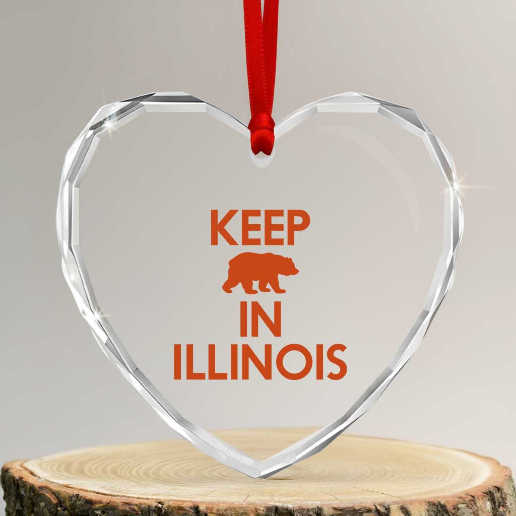 Keep Bear In Illinois CFB Heart Crystal Glass Ornament Chicago Pride Gift TS12 Transparent Glass 3'' Heart Print Your Wear