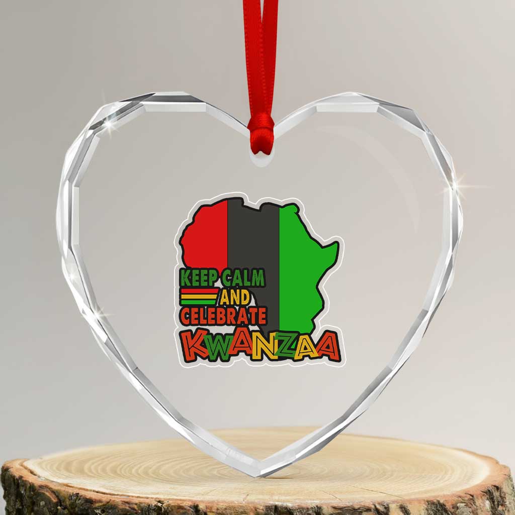 Keep Calm And Celebrate Kwanzaa Heart Crystal Glass Ornament Black Holiday African American Xmas TS11 Transparent Glass 3'' Heart Print Your Wear