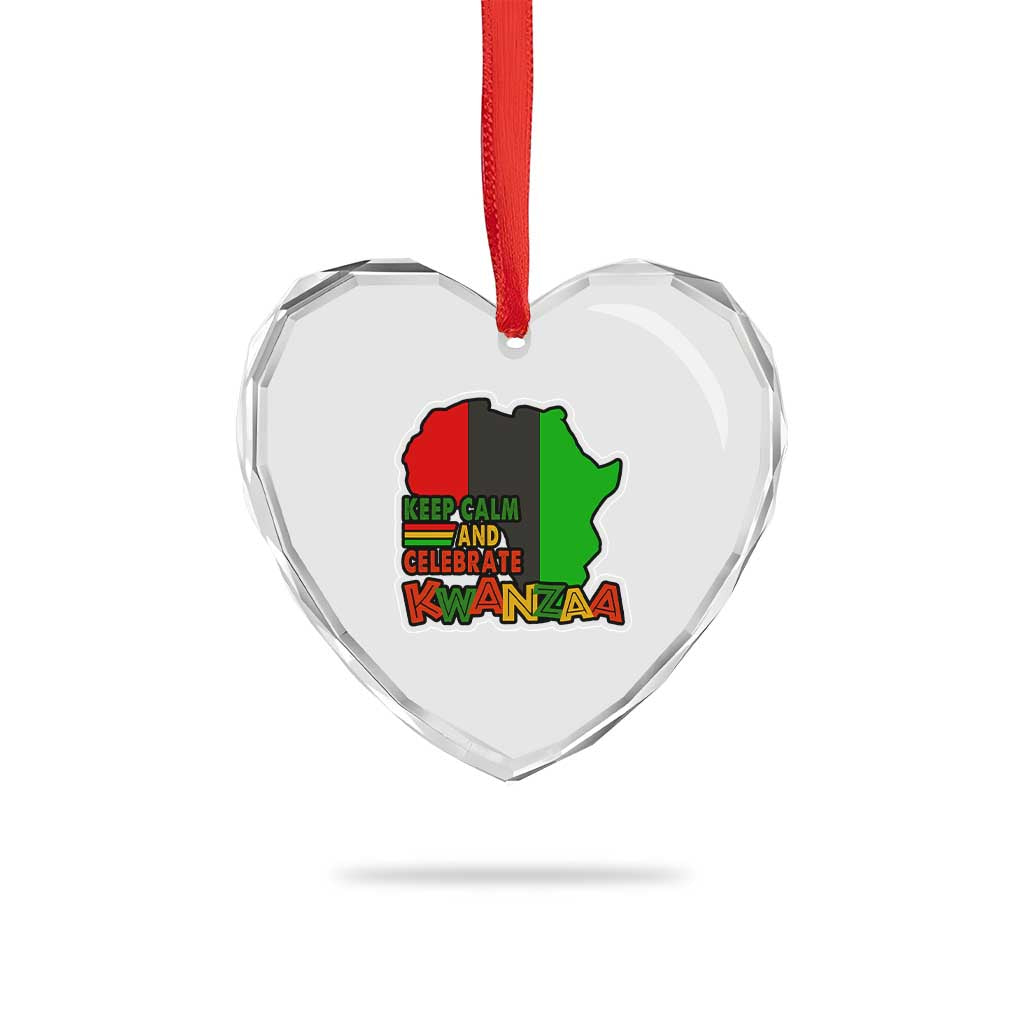 Keep Calm And Celebrate Kwanzaa Heart Crystal Glass Ornament Black Holiday African American Xmas TS11 Print Your Wear