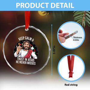 Keep Calm And Trust In Jesus Crystal Glass Ornament Christian Dartist Gift TS12 Print Your Wear