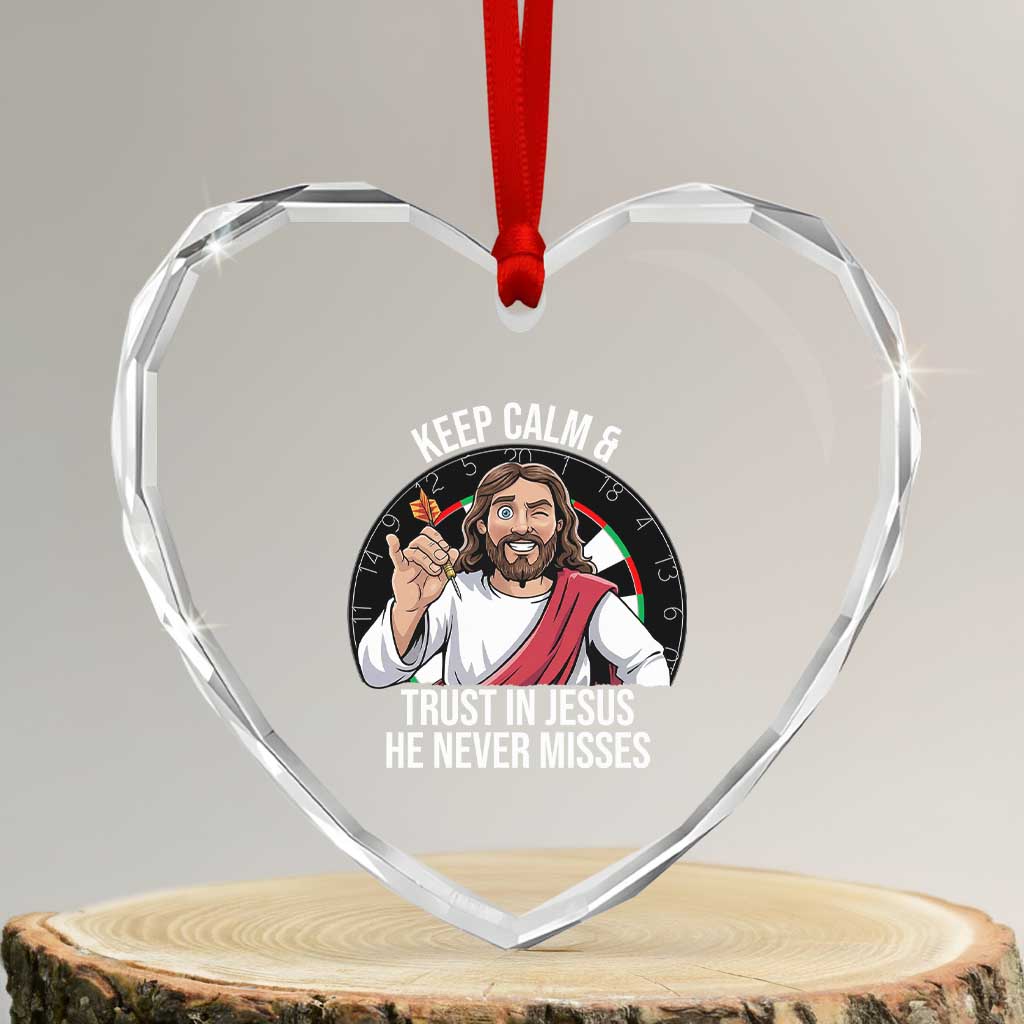 Keep Calm And Trust In Jesus Heart Crystal Glass Ornament Christian Dartist Gift TS12 Transparent Glass 3'' Heart Print Your Wear