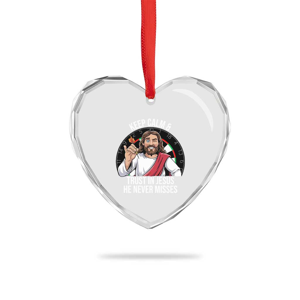 Keep Calm And Trust In Jesus Heart Crystal Glass Ornament Christian Dartist Gift TS12 Print Your Wear