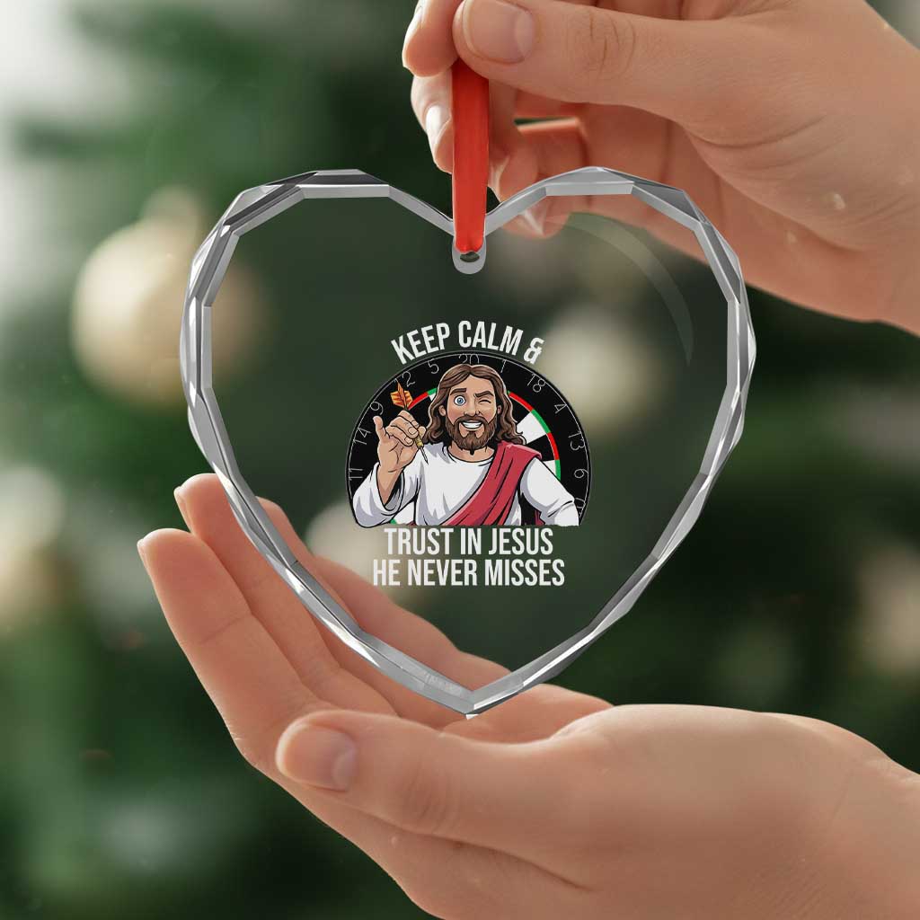 Keep Calm And Trust In Jesus Heart Crystal Glass Ornament Christian Dartist Gift TS12 Print Your Wear