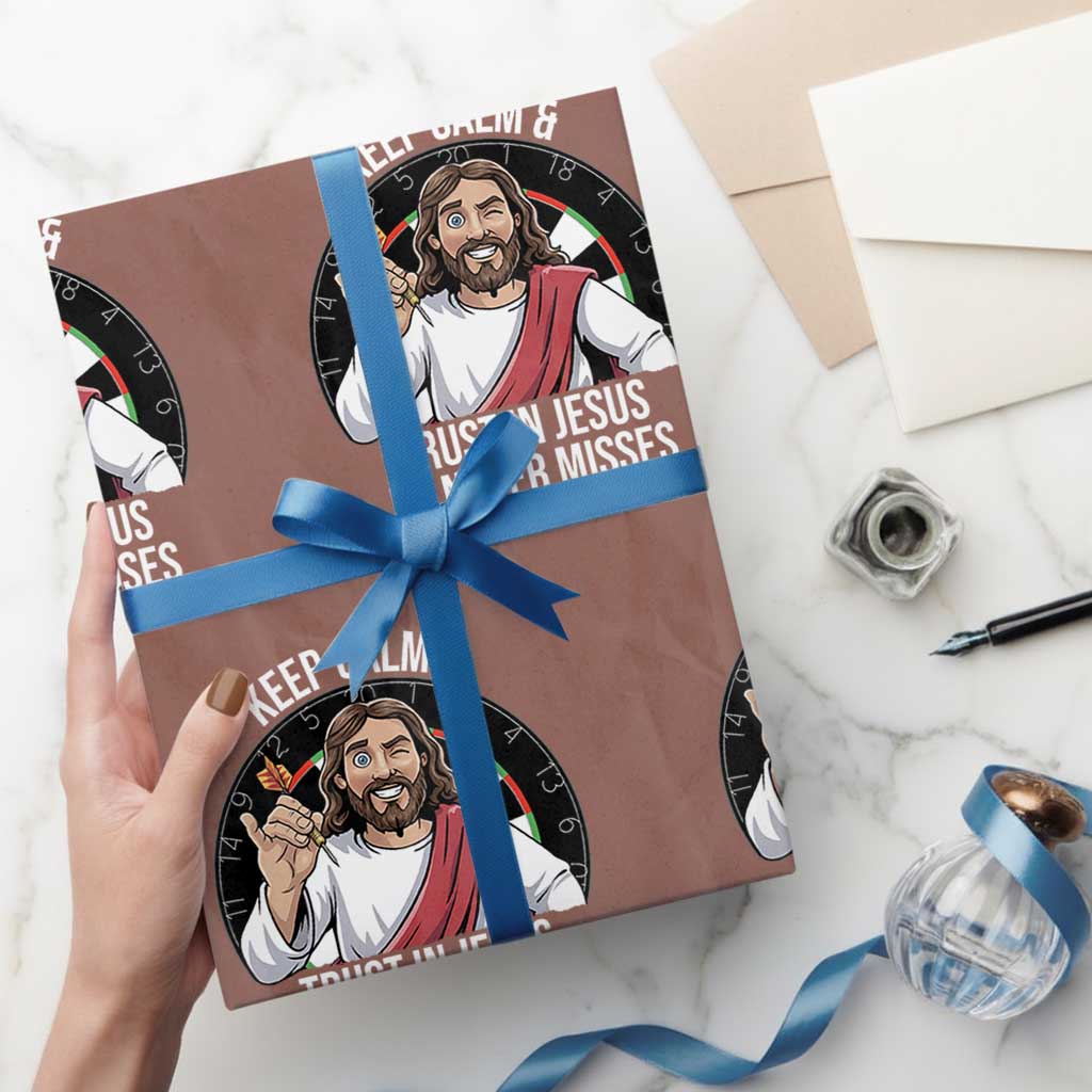 Keep Calm And Trust In Jesus Wrapping Paper Roll Christian Dartist Gift TS12 Mocha Print Your Wear