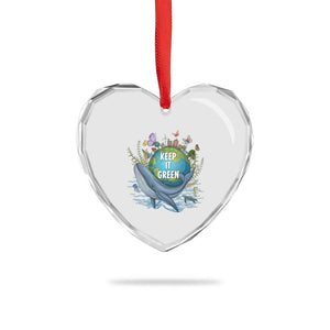 Keep It Green Earth Day Heart Crystal Glass Ornament Eco-Friendly Nature Environmental Awareness TS14 Print Your Wear