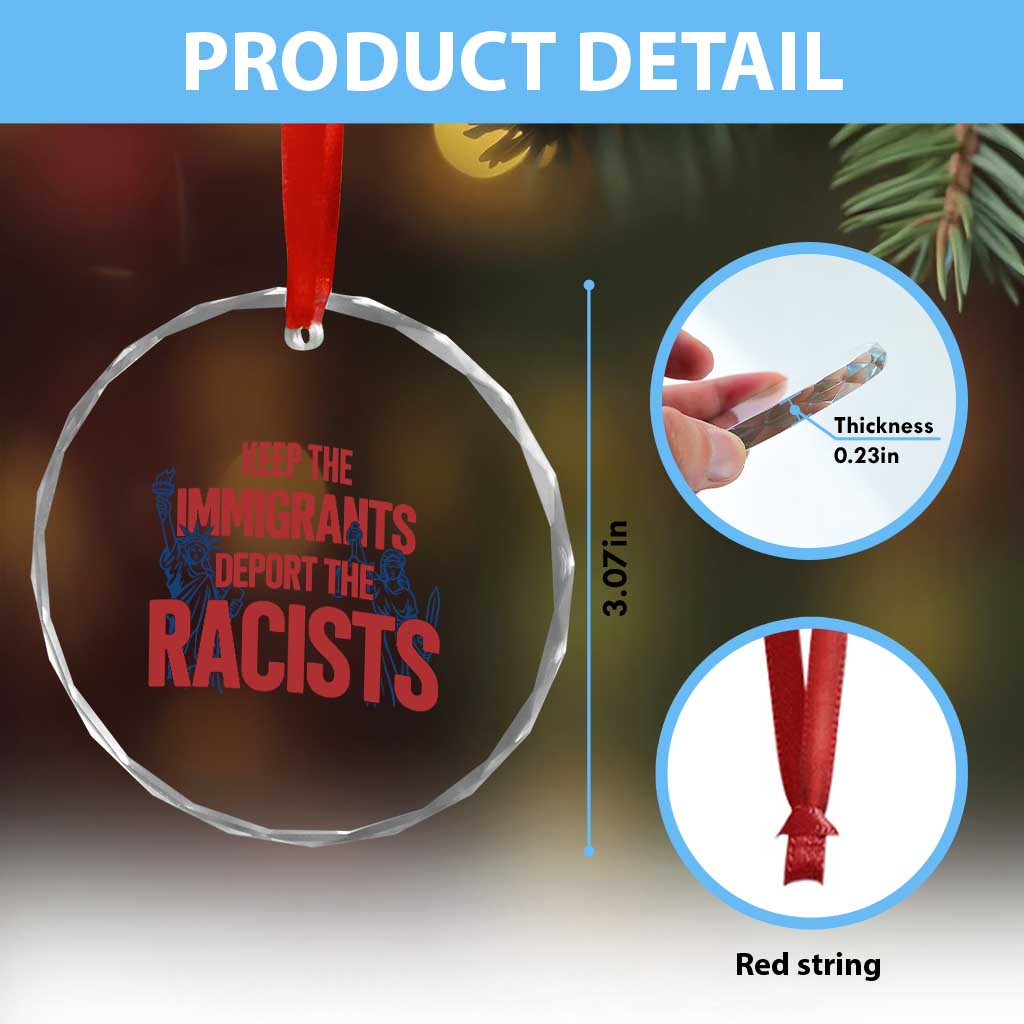 Keep The Immigrants Deport The Racists Crystal Glass Ornament Statue Of Liberty Anti Racism Political Statement TS14 Print Your Wear