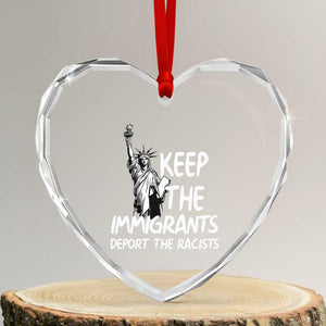 Keep The Immigrants Deport The Racists Heart Crystal Glass Ornament Statue Of Liberty Anti Racism TS14 Transparent Glass 3'' Heart Print Your Wear