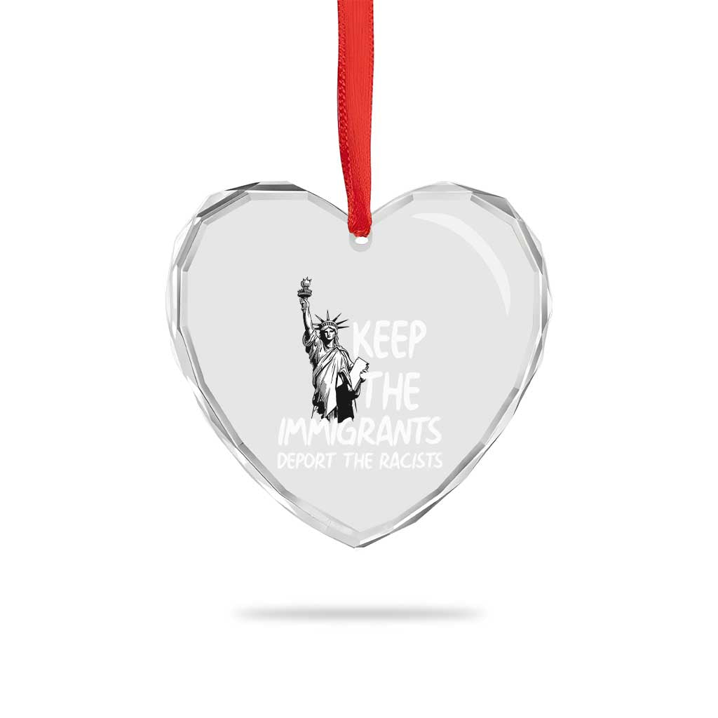 Keep The Immigrants Deport The Racists Heart Crystal Glass Ornament Statue Of Liberty Anti Racism TS14 Print Your Wear