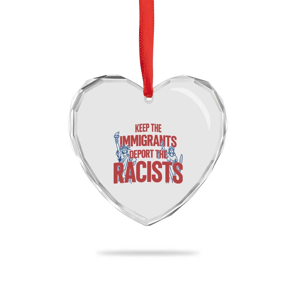 Keep The Immigrants Deport The Racists Heart Crystal Glass Ornament Statue Of Liberty Anti Racism Political Statement TS14 Print Your Wear