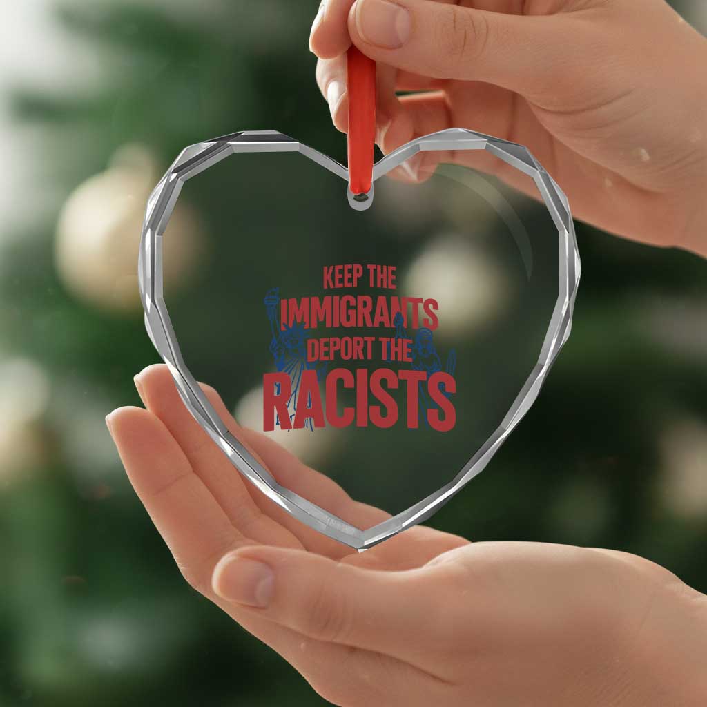 Keep The Immigrants Deport The Racists Heart Crystal Glass Ornament Statue Of Liberty Anti Racism Political Statement TS14 Print Your Wear