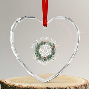 Keep The Yule In Yuletide Heart Crystal Glass Ornament Yule Christmas Wreath TS11 Transparent Glass 3'' Heart Print Your Wear