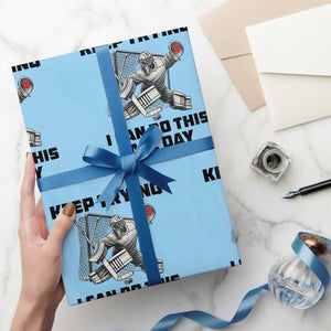 Keep Trying I Can Do This All Day Wrapping Paper Roll Funny Goalie Hockey Player Gift TS12 Light Blue Print Your Wear