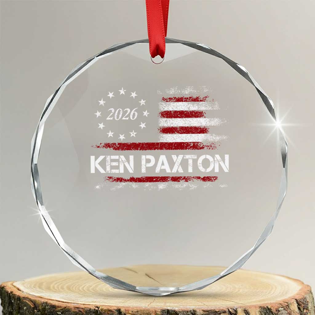 Ken Paxton for Texas Senate Crystal Glass Ornament US Senator Campaign Vintage American Flag TS11 Transparent Glass 3'' Circle Print Your Wear
