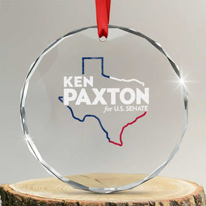 Ken Paxton for US Senate Crystal Glass Ornament Texas Senate Race 2026 TS11 Transparent Glass 3'' Circle Print Your Wear