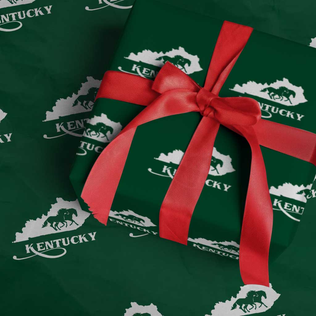 Kentucky Horse Map State Derby Day Wrapping Paper Roll TS11 Green Print Your Wear