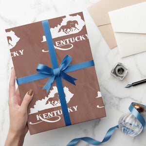 Kentucky Horse Map State Derby Day Wrapping Paper Roll TS11 Mocha Print Your Wear