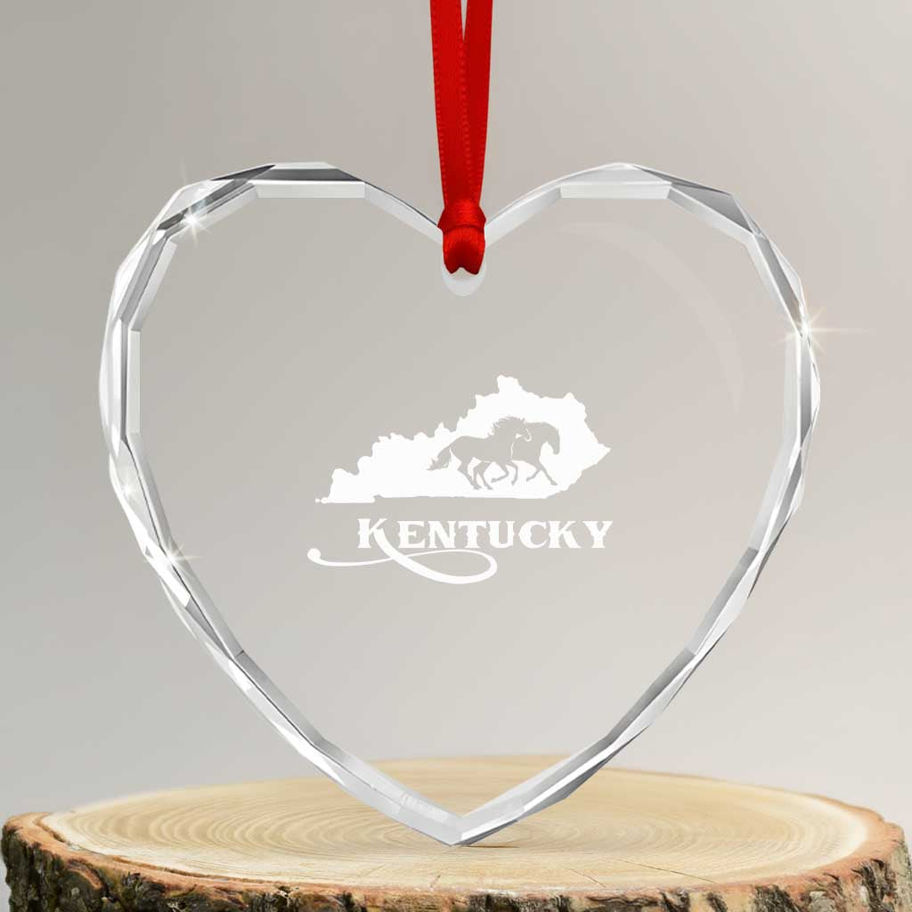 Kentucky Horse Map State Derby Day Heart Crystal Glass Ornament TS11 Transparent Glass 3'' Heart Print Your Wear