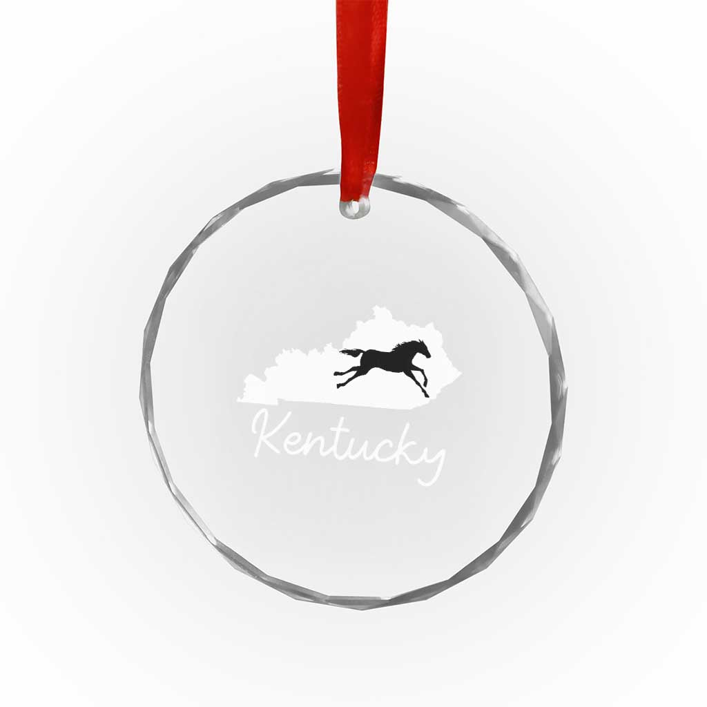 Kentucky State Map with Racing Horse Crystal Glass Ornament Bluegrass State Pride Equestrian TS02 Print Your Wear