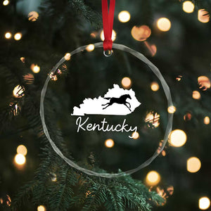 Kentucky State Map with Racing Horse Crystal Glass Ornament Bluegrass State Pride Equestrian TS02 Print Your Wear