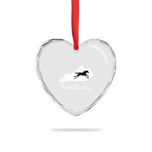 Kentucky State Map with Racing Horse Heart Crystal Glass Ornament Bluegrass State Pride Equestrian TS02 Print Your Wear