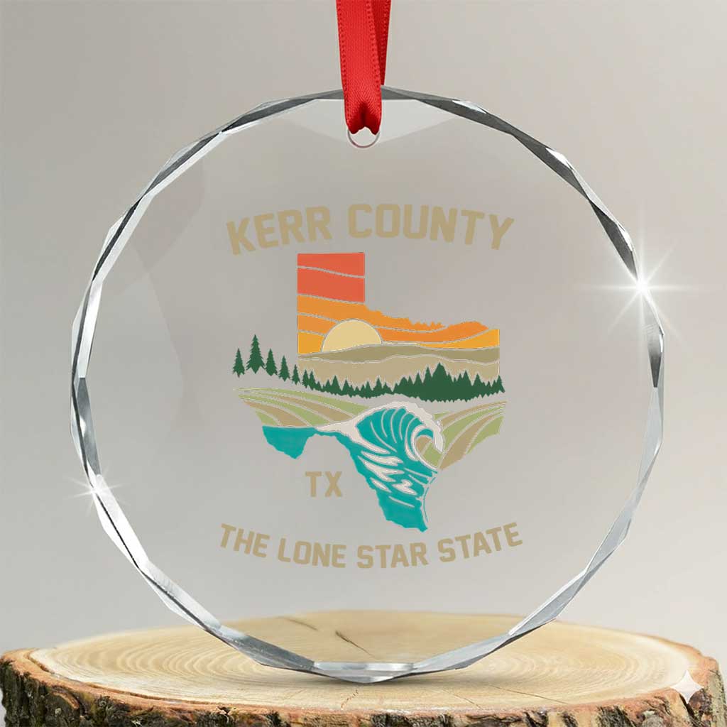 Kerr County Texas Crystal Glass Ornament Retro Hill Country Nature Scene Outdoors TS02 Transparent Glass 3'' Circle Print Your Wear