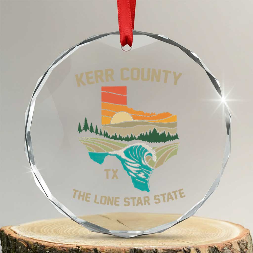 Kerr County Texas Crystal Glass Ornament Retro Hill Country Nature Scene Outdoors TS02 Transparent Glass 3'' Circle Print Your Wear