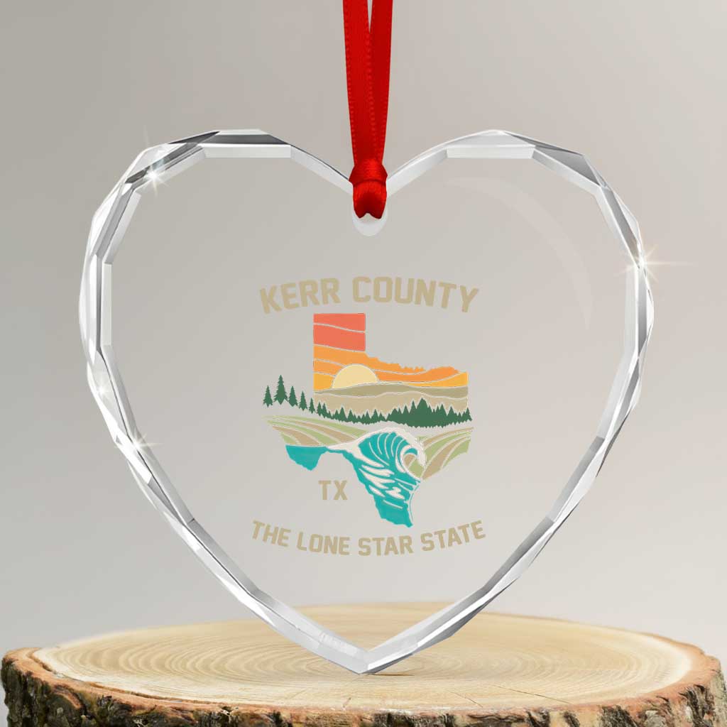 Kerr County Texas Heart Crystal Glass Ornament Retro Hill Country Nature Scene Outdoors TS02 Transparent Glass 3'' Heart Print Your Wear