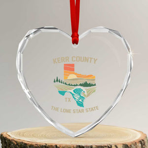 Kerr County Texas Heart Crystal Glass Ornament Retro Hill Country Nature Scene Outdoors TS02 Transparent Glass 3'' Heart Print Your Wear